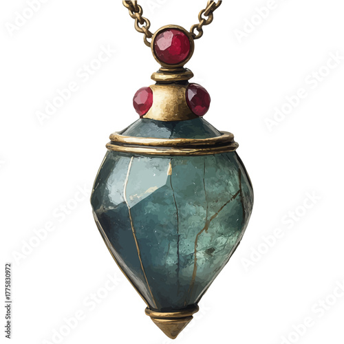 watercolor of Amulet, vector, isolated on a white background.