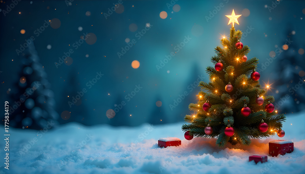 Obraz premium christmas tree in snow
