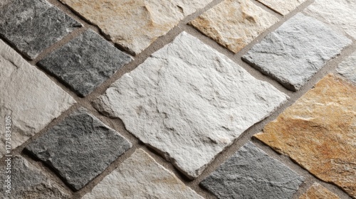 Textured Stone Tiles Arranged Diagonally: Ideal for Floors, Walls, and Interior Design Mockups and Backgrounds