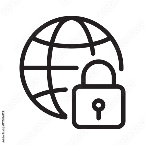 Globe with padlock representing internet security and online privacy.