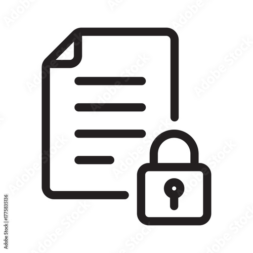 Document with padlock for protected contracts, confidential files, or secure records.