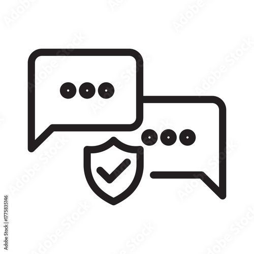 Chat bubbles with shield indicating encrypted messaging or secure communication.