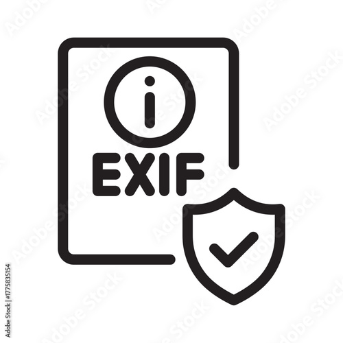 File labeled EXIF with shield indicating metadata privacy and protected image information.