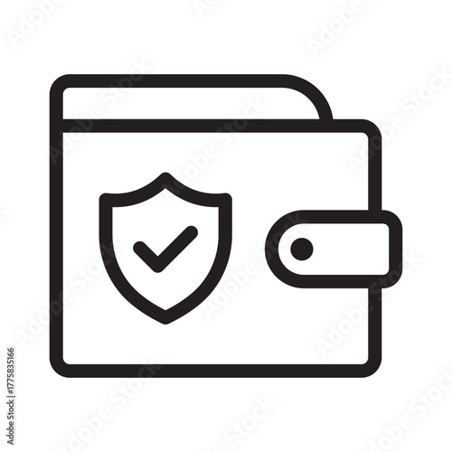 Digital wallet with shield symbolizing payment protection, secure wallet or crypto safekeeping.