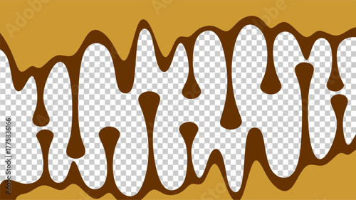 Dripping chocolate illustration. Chocolate drips illustration on transparent background. Wavy chocolate drip illustration. Dripping chocolate illustration on transparent background. 