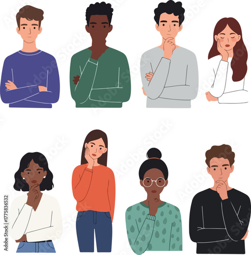 Diverse People Thinking Pondering Doubtful Pensive Thoughtful Pensive Pensive Pensive Pensive Pensive