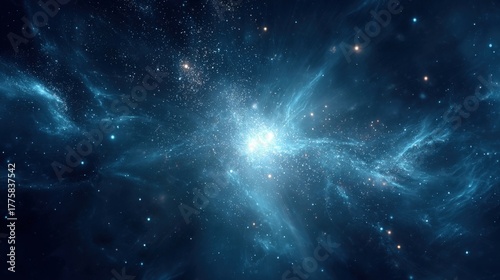 Vibrant Cosmic Nebula Explosion: Mesmerizing Space Cloud with Stars and Light, a Galactic Wonder