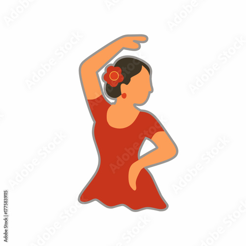 Stylized Elegant Flamenco Dancer Silhouette Simple Illustration Graphic Element