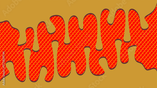 Dripping chocolate illustration. Chocolate drips illustration on waffle background. Wavy chocolate drip illustration. Dripping chocolate illustration on waffle background. 