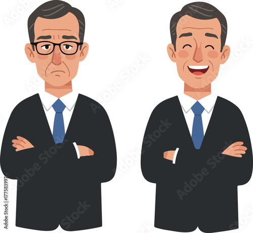 Happy Sad Man in Suit with Blue Tie Vector