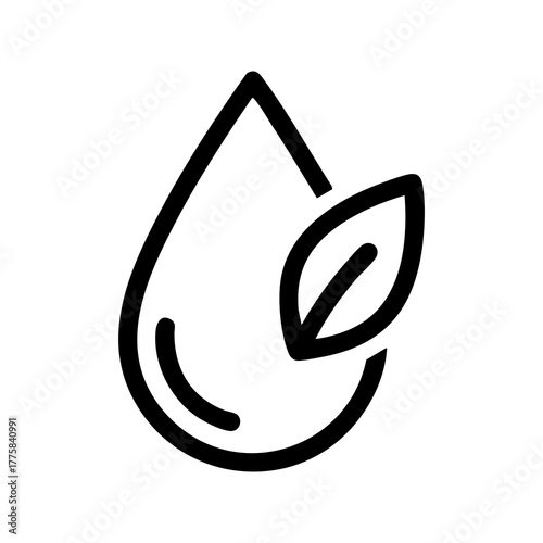 Water drop with a leaf icon, symbolizing nature and purity