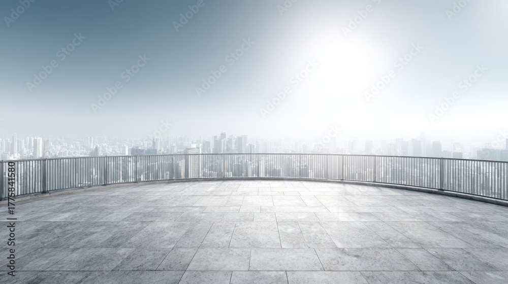 Obraz premium Modern Cityscape View from a High Rise Balcony on a Clear Sunny Day