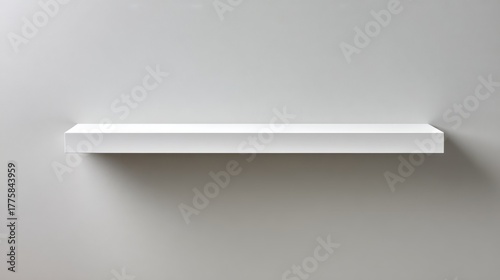 Wallpaper Mural White Floating Shelf Mounted on Gray Wall, Minimalist Home Decor and Furniture Storage Torontodigital.ca