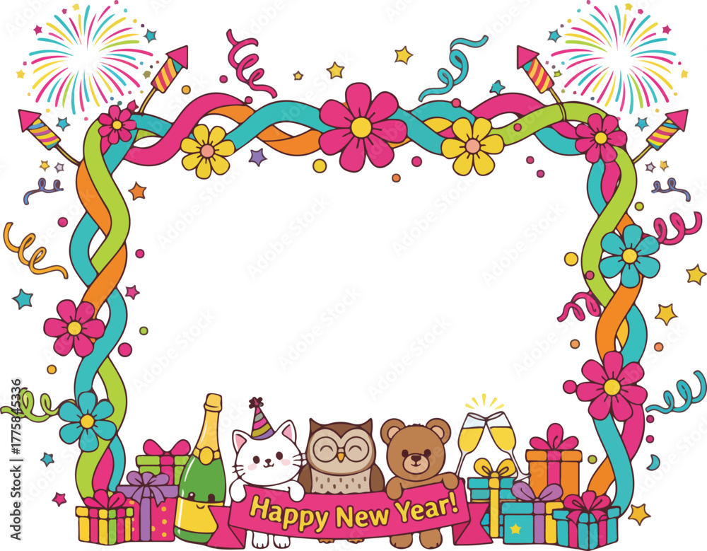 Fototapeta premium Happy New Year party frame