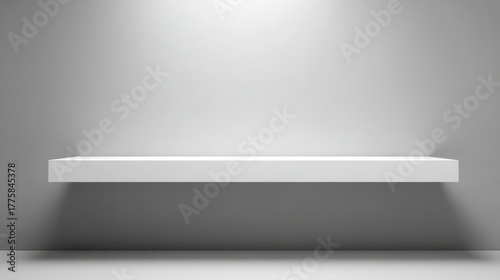 Wallpaper Mural Empty White Shelf Mockup with Spotlight Against a Neutral Gray Wall for Product Display Torontodigital.ca