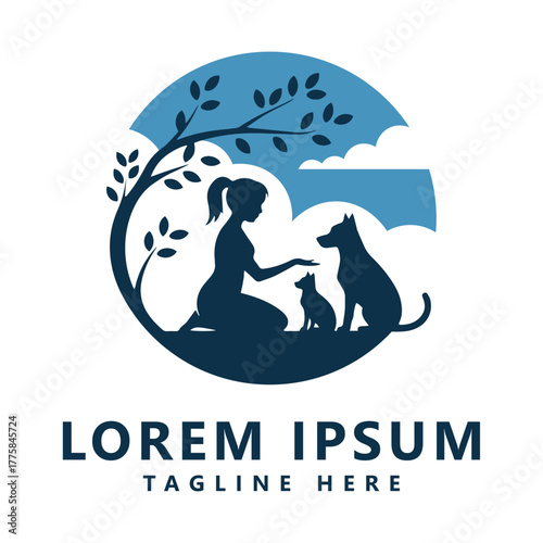 Logo design dog owners premium vector