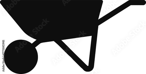 Black Wheelbarrow Illustration Symbolizing Gardening Landscaping and Construction Work Ready for Hauling Material and Outdoor Tasks