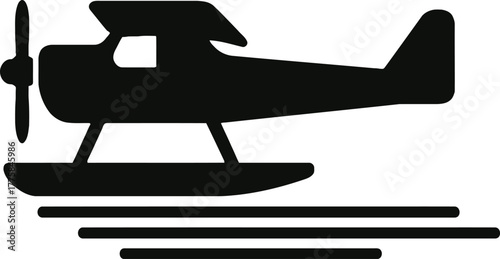 Iconic Seaplane Silhouette Flying over Water Vintage Aviation Travel and Leisure Concept
