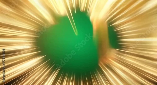 Golden light burst on green-screen background.4k video.

