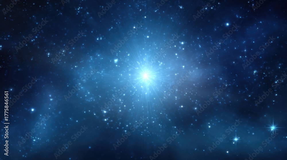 Naklejka premium Brilliant Star Cluster in Deep Space: Cosmic Galaxy Background with Shining Nebula