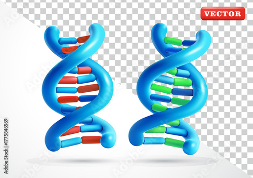 DNA Genetics Symbol, 3D vector. Suitable for science and education