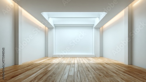 Wallpaper Mural Minimalist Empty Room with Wooden Floor and White Walls, Ideal for Product Mockups and Interior Design Torontodigital.ca