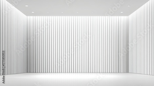 Wallpaper Mural Modern Empty White Room Interior with Vertical Striped Walls, Contemporary Architecture Design and Minimalist Aesthetic Torontodigital.ca