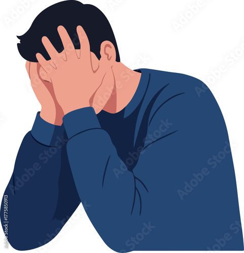 Man Facepalm Despair Blue Sweater Isolated Flat Illustration