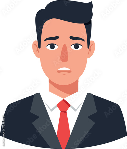 Man In Suit Expression Vector Isolated Object Red Tie