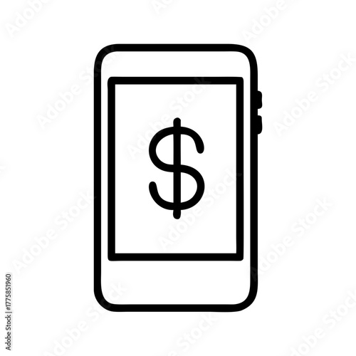 Mobile payment icon smartphone dollar sign vector line illustration
