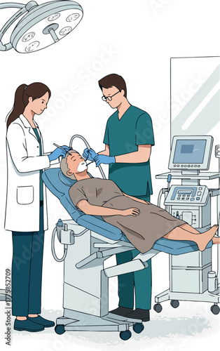 Medical Team Performs Procedure on Patient in Operating Room