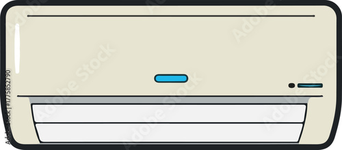 Minimalist Beige Air Conditioner Unit Isolated Object Vector Art