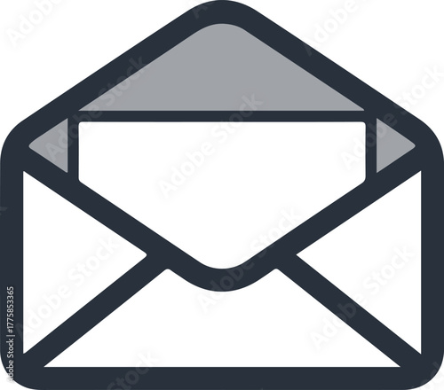 Open Envelope Icon Flat Design Minimalist Email Letter Communication