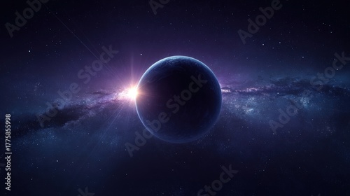 Wallpaper Mural Majestic Planet in Deep Space with Ethereal Light, Cosmic Background and Galaxy Dust Torontodigital.ca