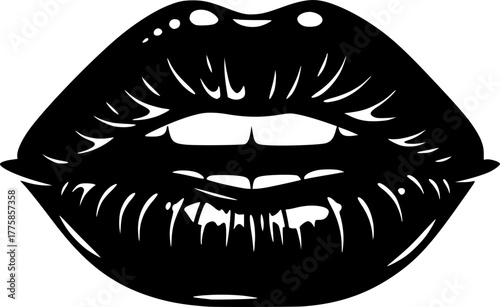 Lips | Black and White Vector illustration
