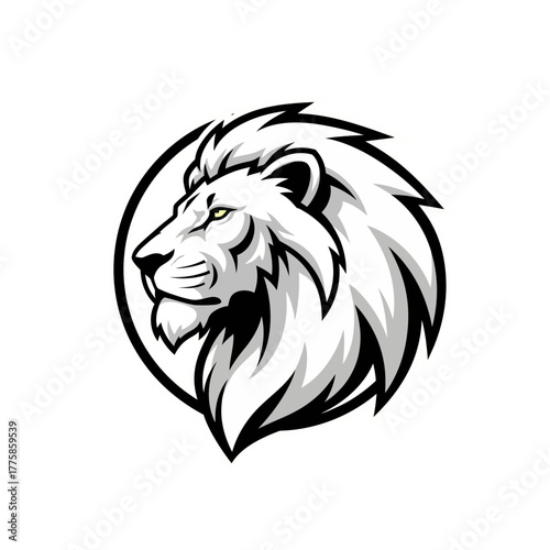 Lion Logo Design Vector Illustration White Head Majestic Powerful Animal Symbol