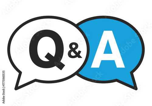Speech bubbles with q and a text, representing question and answer