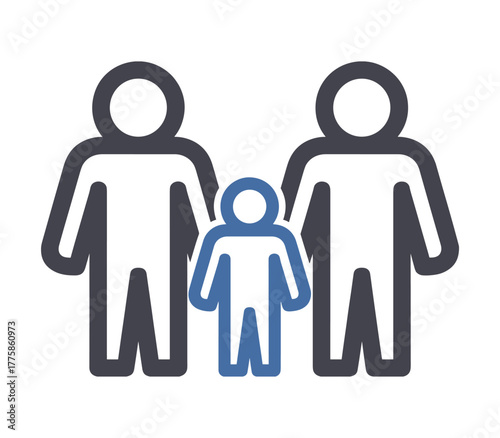 Family icon with two parents and one child
