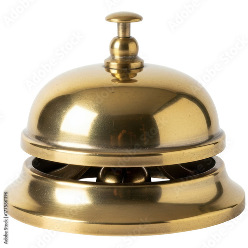 Classic golden brass service bell for hotel reception and restaurant counters