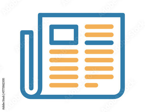 Newspaper icon with blue and orange outline