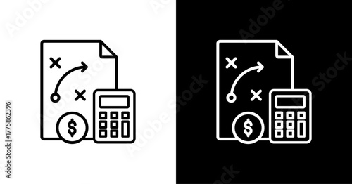 Financial Planning  White Icon Set Design