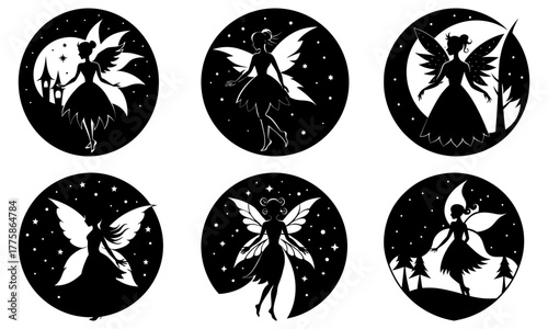 Enchanting fairy silhouettes for magical designs and whimsical projects, perfect for fantasy themes, elegant crafts, and creative artistic expressions