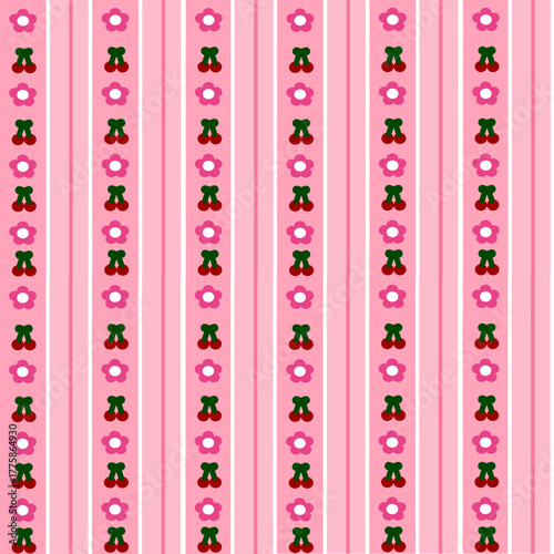 Elegant seamless pattern with pansy flowers, design elements.