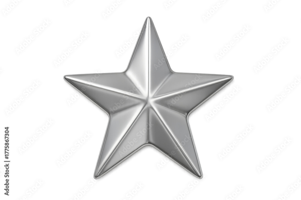 Fototapeta premium Silver five-pointed star icon representing quality, rating, award, favorite, success, or premium content with a transparent background