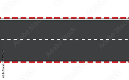 Straight road vector template isolated on background.  Racing track road vector traffic marking lane 