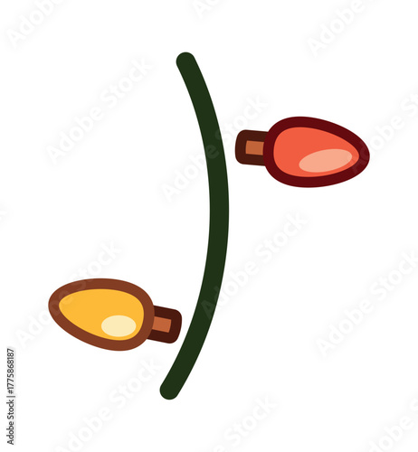 Hanging Christmas garland shining lamps