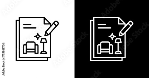 Interior Design  White Icon Set Design