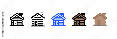 Wood House icon set multiple style collection. Vector illustration.