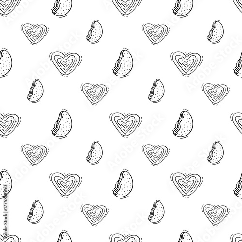 Hand Drawn Bread seamless pattern. Doodle Bakery pattern background
