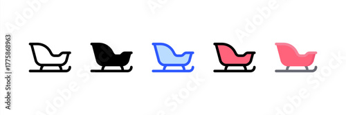 Sleigh icon set multiple style collection. Vector illustration.